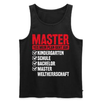 Master Abschluss Geschenk Plan Weltherrschaft - Männer Premium Bio Tank Top - Schwarz - Vorne - AI Model Male 178 light (178cm)