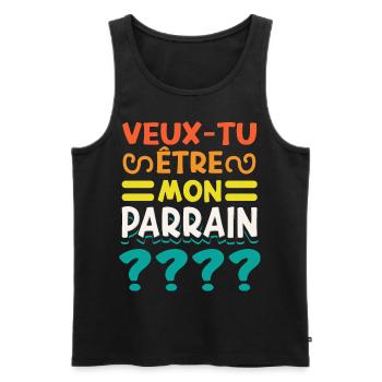 Veux Tu Etre Mon Parrain - Débardeur bio Premium Homme - noir - Devant - Michal (187cm)