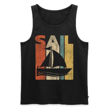 Sail Sailboat Vintage Retro - Débardeur bio Premium Homme - noir - Devant - Michal (187cm)