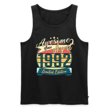 Vintage 1992 August Geschenkidee - Männer Premium Bio Tank Top - Schwarz - Vorne - Michal (187cm)