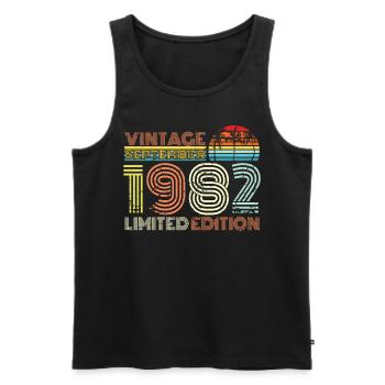 September 1982 Vintage Gift - Men's Premium Organic Tank Top - black - Front - AI Model Male 178 light (178cm)