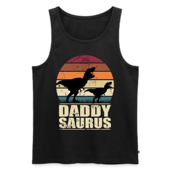 DaddySaurus Vater Dinosaurier Papa Saurus Familien - Männer Premium Bio Tank Top - Schwarz - Vorne - Michal (187cm)