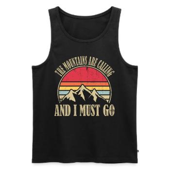 The Mountains Are Calling And I Must Go / Hiking - Men's Premium Organic Tank Top - black - Front - Michal (187cm)