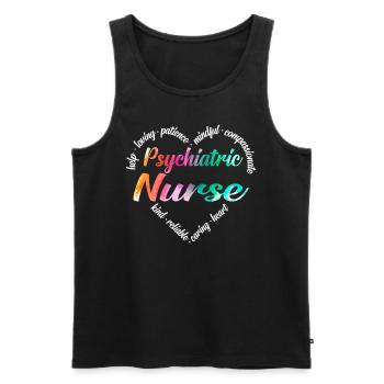Cardiac Nurse Heart Word Cloud - Männer Premium Bio Tank Top - Schwarz - Vorne - Michal (187cm)