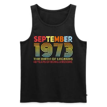 September 1973 Vintage gift idea - Men's Premium Organic Tank Top - black - Front - Michal (187cm)