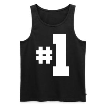 Number 1 - Men's Premium Organic Tank Top - black - Front - AI Model Male 178 light (178cm)