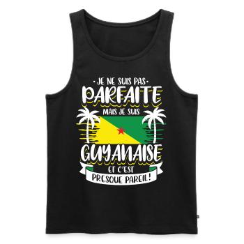 Guyanaise Guyane Humour - Débardeur bio Premium Homme - noir - Devant - AI Model Male 178 light (178cm)