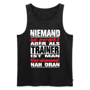 Trainer Trainer Sprüche Fußballtrainer Sport - Männer Premium Bio Tank Top - Schwarz - Vorne - Michal (187cm)
