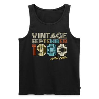 Vintage Im September 1980 Geschenkidee - Männer Premium Bio Tank Top - Schwarz - Vorne - Michal (187cm)