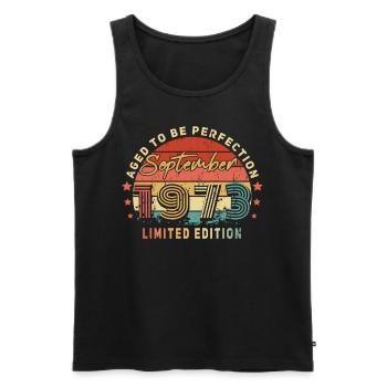 1973 In September Vintage Gift Idea - Men's Premium Organic Tank Top - black - Front - Michal (187cm)