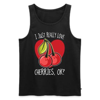 I Just Really Love Cherries Ok Kirsche Geschenk - Männer Premium Bio Tank Top - Schwarz - Vorne - AI Model Male 178 light (178cm)