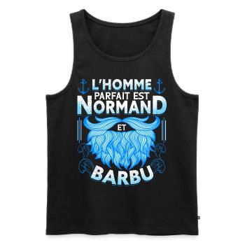 Normand Barbu Humour Normandie - Débardeur bio Premium Homme - noir - Devant - AI Model Male 178 light (178cm)