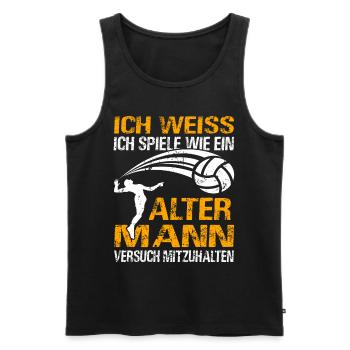 Beachvolleyball Volleyball Opa Volleyballer Papa - Männer Premium Bio Tank Top - Schwarz - Vorne - Michal (187cm)
