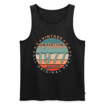 September 1977 Vintage Geschenkidee - Männer Premium Bio Tank Top - Schwarz - Vorne - AI Model Male 178 light (178cm)