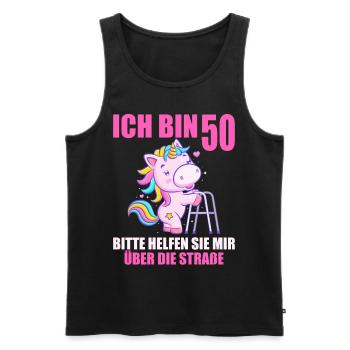 50 bitte helfen Sie mir über Straße 50. Geburtstag - Männer Premium Bio Tank Top - Schwarz - Vorne - AI Model Male 178 light (178cm)