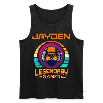 JAYDEN Legendary Gamer Personalized Name Gift - Men's Premium Organic Tank Top - black - Front - AI Model Male 178 light (178cm)