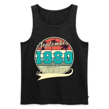 September 1980 Geschenkidee - Männer Premium Bio Tank Top - Schwarz - Vorne - Michal (187cm)