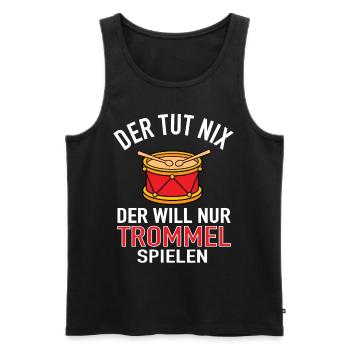 Musiker - Der tut nix der will nur Trommel spielen - Männer Premium Bio Tank Top - Schwarz - Vorne - Michal (187cm)