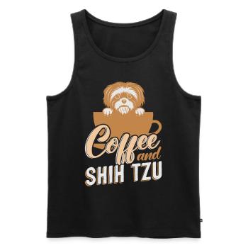 Shih Tzu Dog Lovers chien café et Shih Tzu - Débardeur bio Premium Homme - noir - Devant - Michal (187cm)