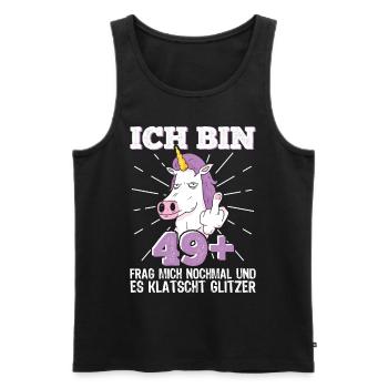 50. Geburtstag Frau 50er 50ter Ich bin 49+ plus - Männer Premium Bio Tank Top - Schwarz - Vorne - Michal (187cm)