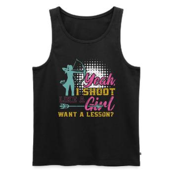 Bogenschütze ja Ich schieße wie ein Mädchen wollen eine Lektion - Männer Premium Bio Tank Top - Schwarz - Vorne - AI Model Male 178 light (178cm)