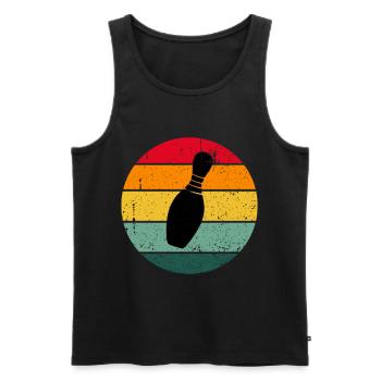 Vintage Retro Bowling Kegeln Sport Freizeit - Männer Premium Bio Tank Top - Schwarz - Vorne - AI Model Male 178 light (178cm)