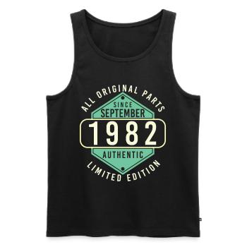 1982 In September Retro Gift - Men's Premium Organic Tank Top - black - Front - AI Model Male 178 light (178cm)
