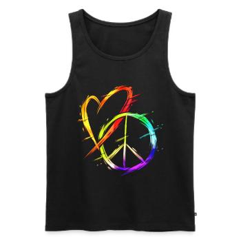 Amour Et Paix Coloré Humain LGBTQ - Débardeur bio Premium Homme - noir - Devant - Michal (187cm)