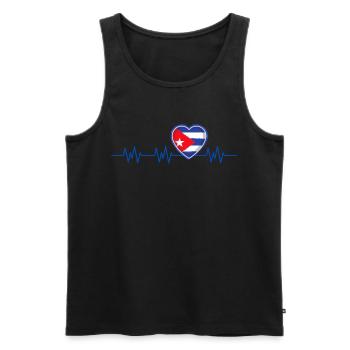 Cuba Coeur drapeau Pouls Cuban - Débardeur bio Premium Homme - noir - Devant - Michal (187cm)