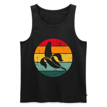 Vintage Rétro banane cadeau fruits - Débardeur bio Premium Homme - noir - Devant - AI Model Male 178 light (178cm)