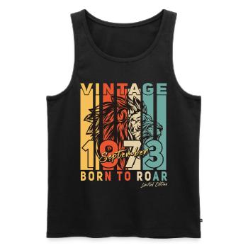 1973 In September Vintage Lion - Men's Premium Organic Tank Top - black - Front - Michal (187cm)