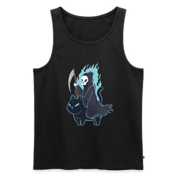 Grim Reaper Riding Cat Funny Death Halloween - Men's Premium Organic Tank Top - black - Front - Michal (187cm)
