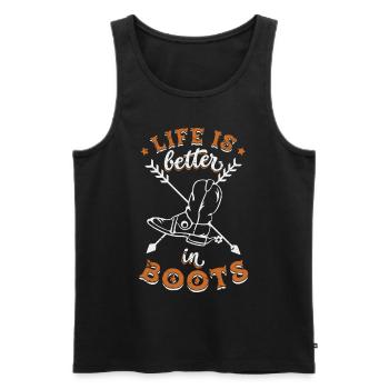 Rodeo Western Life Is Better In Boots - Men's Premium Organic Tank Top - black - Front - AI Model Male 178 light (178cm)