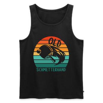 Tischtennis Retro Spieler Old Schmetterhand - Männer Premium Bio Tank Top - Schwarz - Vorne - Michal (187cm)