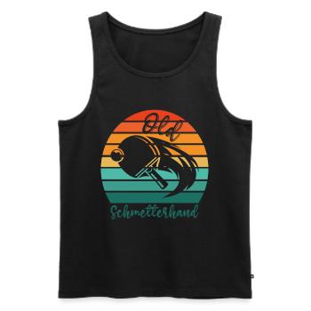 Tischtennis Retro Spieler Old Schmetterhand - Männer Premium Bio Tank Top - Schwarz - Vorne - AI Model Male 178 light (178cm)