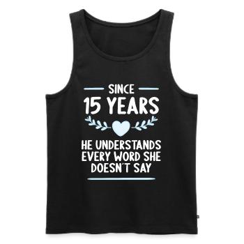 15 years married 15th wedding anniversary - Men's Premium Organic Tank Top - black - Front - Michal (187cm)