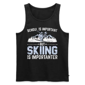 School is important Skiing is more important - Men's Premium Organic Tank Top - black - Front - AI Model Male 178 light (178cm)