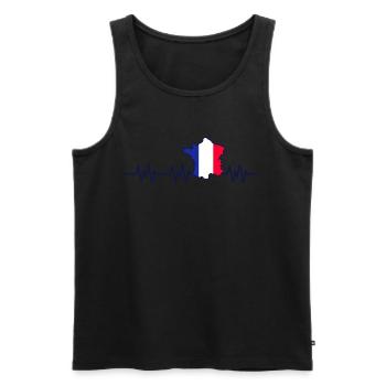 France Drapeau Pouls Pouls Français - Débardeur bio Premium Homme - noir - Devant - AI Model Male 178 light (178cm)