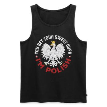 Drapeau polonais Polska - Débardeur bio Premium Homme - noir - Devant - AI Model Male 178 light (178cm)