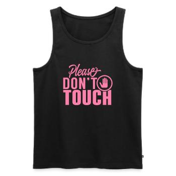 Please do not touch hands Just look fingers away - Men's Premium Organic Tank Top - black - Front - AI Model Male 178 light (178cm)