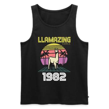 Llamazing Since born 1982 Birthday 39 years - Men's Premium Organic Tank Top - black - Front - Michal (187cm)