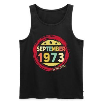 Born in September 1973 Vintage - Men's Premium Organic Tank Top - black - Front - Michal (187cm)