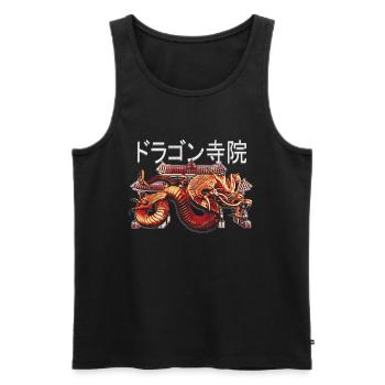 Japanischer Drache Tempel Japan Illustration - Männer Premium Bio Tank Top - Schwarz - Vorne - AI Model Male 178 light (178cm)