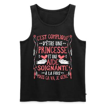 Aide Soignante Humour Aides Soignants - Débardeur bio Premium Homme - noir - Devant - AI Model Male 178 light (178cm)