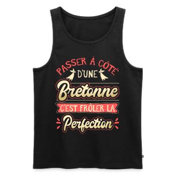 Bretonne Humour pour les femmes de Bretagne - Débardeur bio Premium Homme - noir - Devant - Michal (187cm)