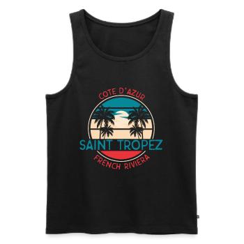 Saint Tropez Summer French Riviera - Débardeur bio Premium Homme - noir - Devant - AI Model Male 178 light (178cm)