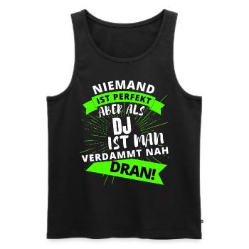 Spiel meine Musik DJ! Musik Techno Rave Design - Männer Premium Bio Tank Top - Schwarz - Vorne - Michal (187cm)