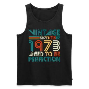 1973 September Perfection Retro - Men's Premium Organic Tank Top - black - Front - Michal (187cm)