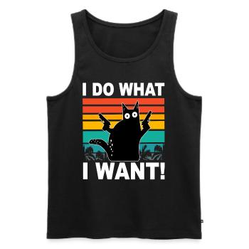 I Do What I Want Chats Sort Chat Vintage - Débardeur bio Premium Homme - noir - Devant - Michal (187cm)