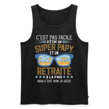 Papy Papou Retraite Grand-père Retraité - Débardeur bio Premium Homme - noir - Devant - Michal (187cm)